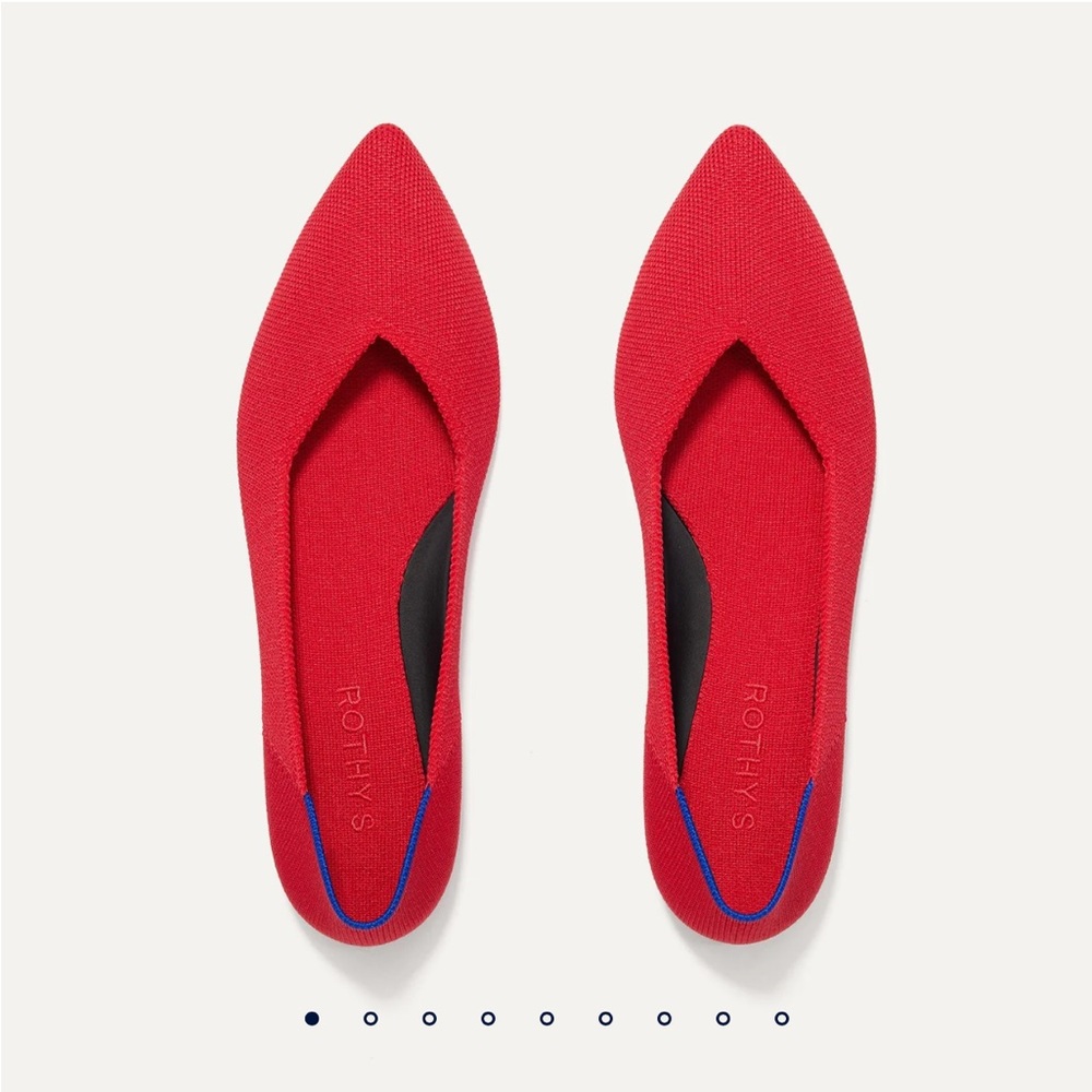 Rothy's Red Knit Washable Pointy Flats